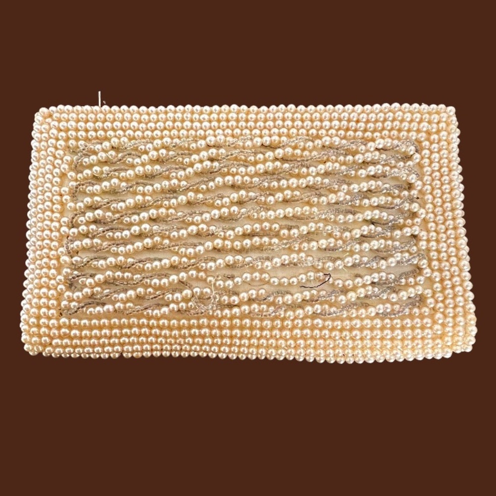 Vintage Ivory & Silver Beaded Evening Clutch or Wallet